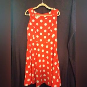 Dress Barn Ornage and White polka dot dress